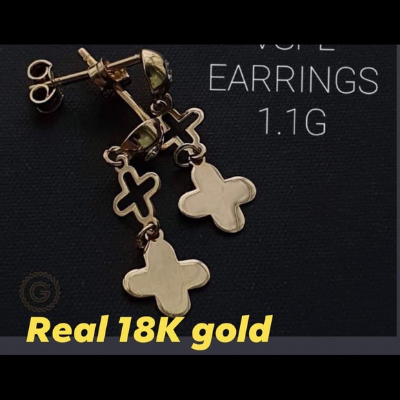 SOLD New Real 18K Gold Louis Vuitton Earrings. - Picture 1 of 4